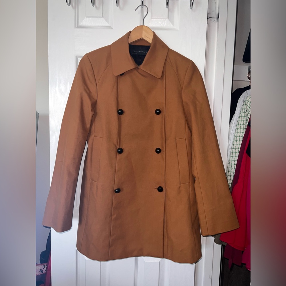 Zara Brown Trench Coat, Size L